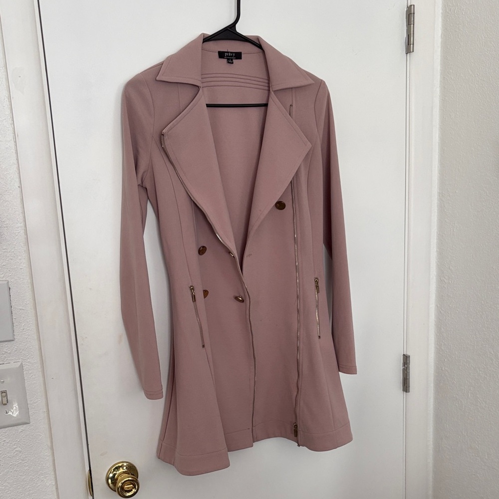 Privy Dusty Pink Double-Breasted Trench Coat